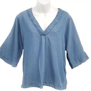 Gap, denim tunic/ blouse top, v-neck, oversized, size small